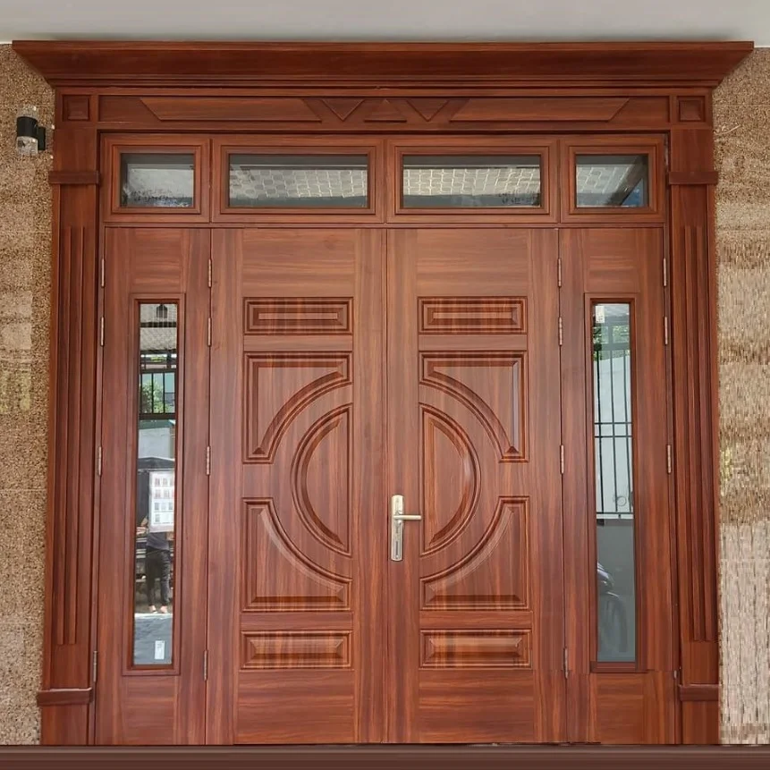 Cửa Thép Vân Gỗ 4 Cánh Hiện Đại - Sang Trọng
