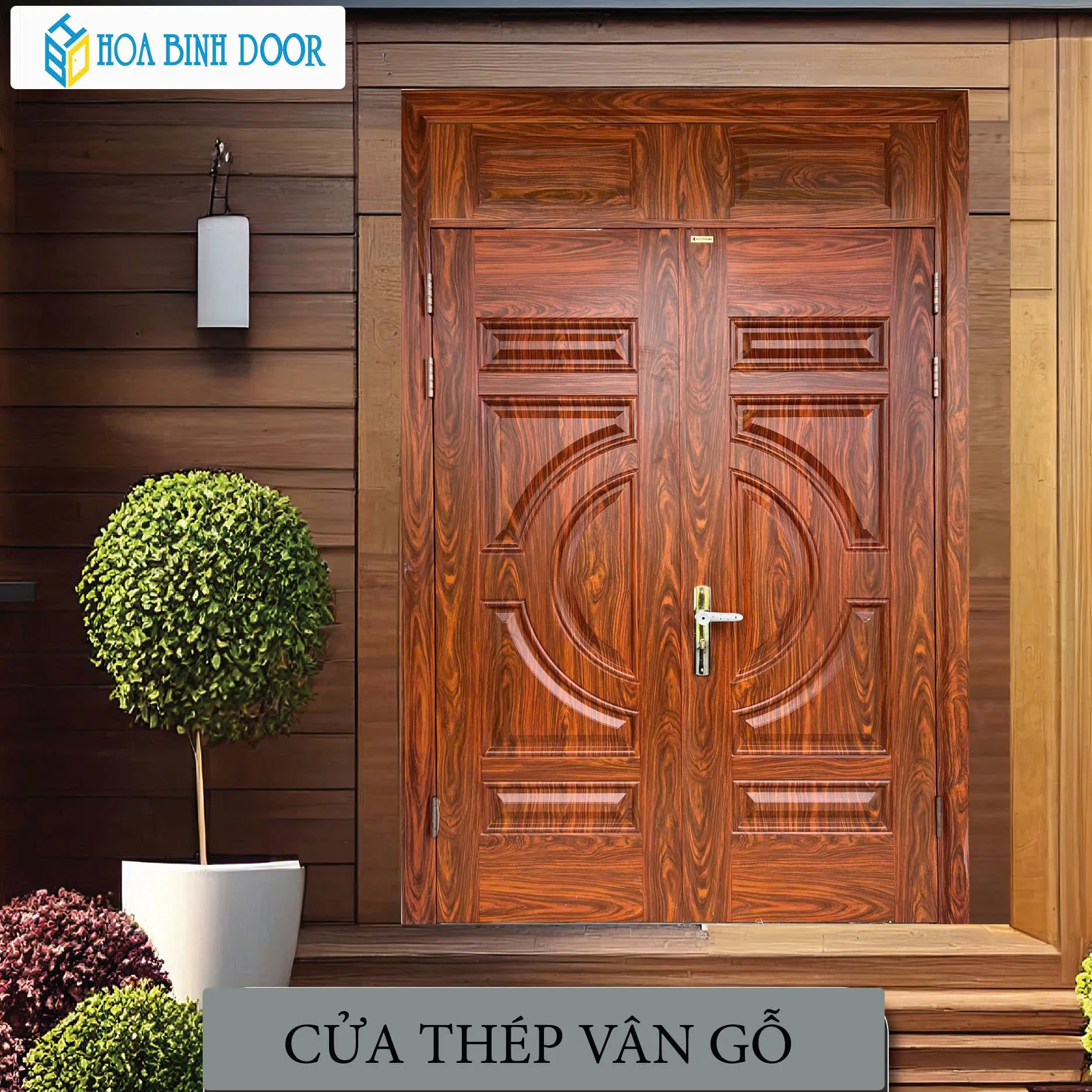 Mẫu Cửa Thép Vân Gỗ 2 Cánh Mới Nhất Tháng 5/2025