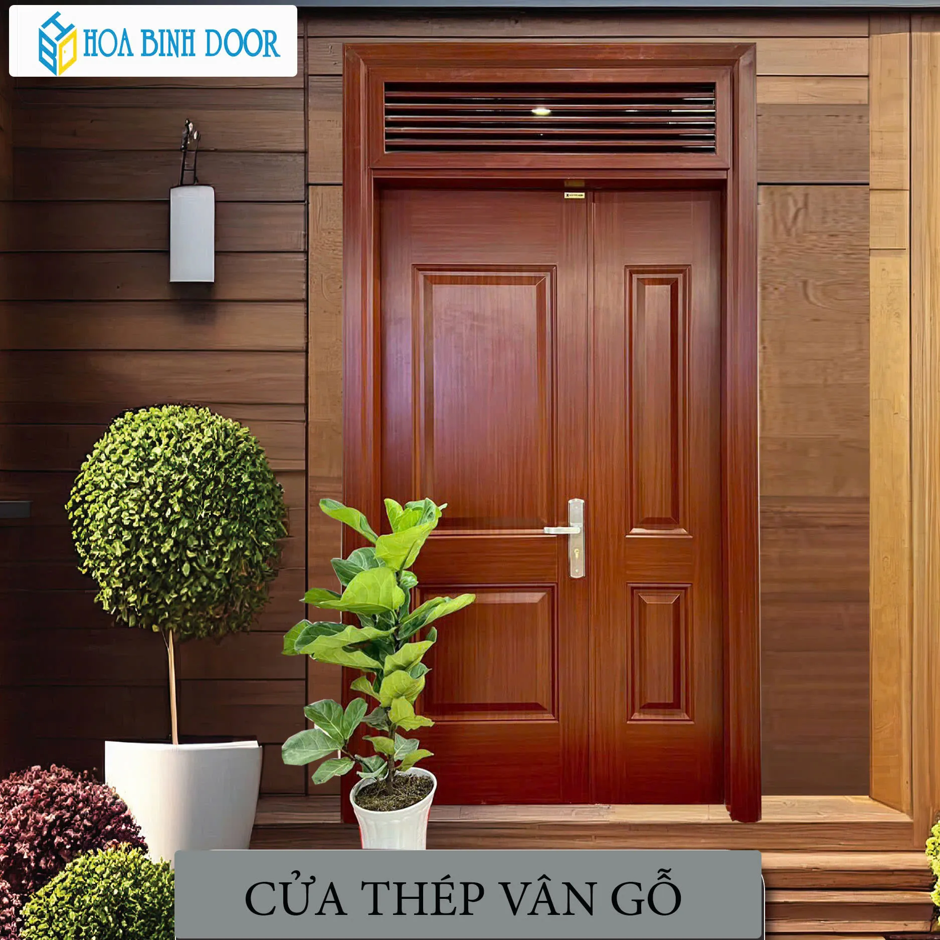 Mẫu Cửa Thép Vân Gỗ 2 Cánh Mới Nhất Tháng 5/2025